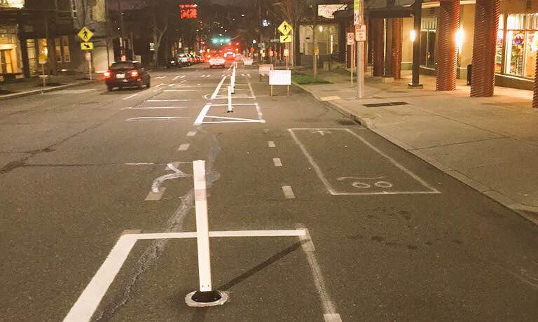 SDOT Installing Interim Protected Bike Lane on Roosevelt