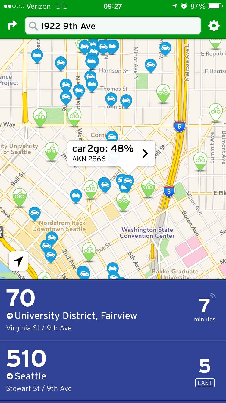 Car2Go is now integrated with The Transit App