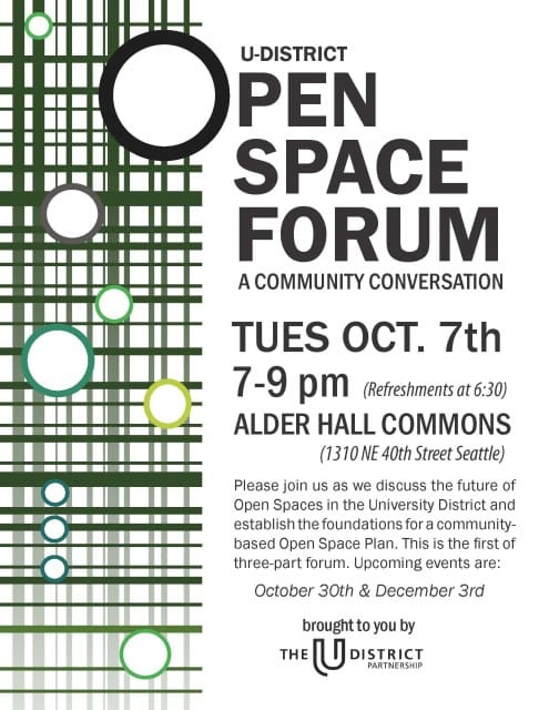 Event Reminder: U District forum to discuss open space