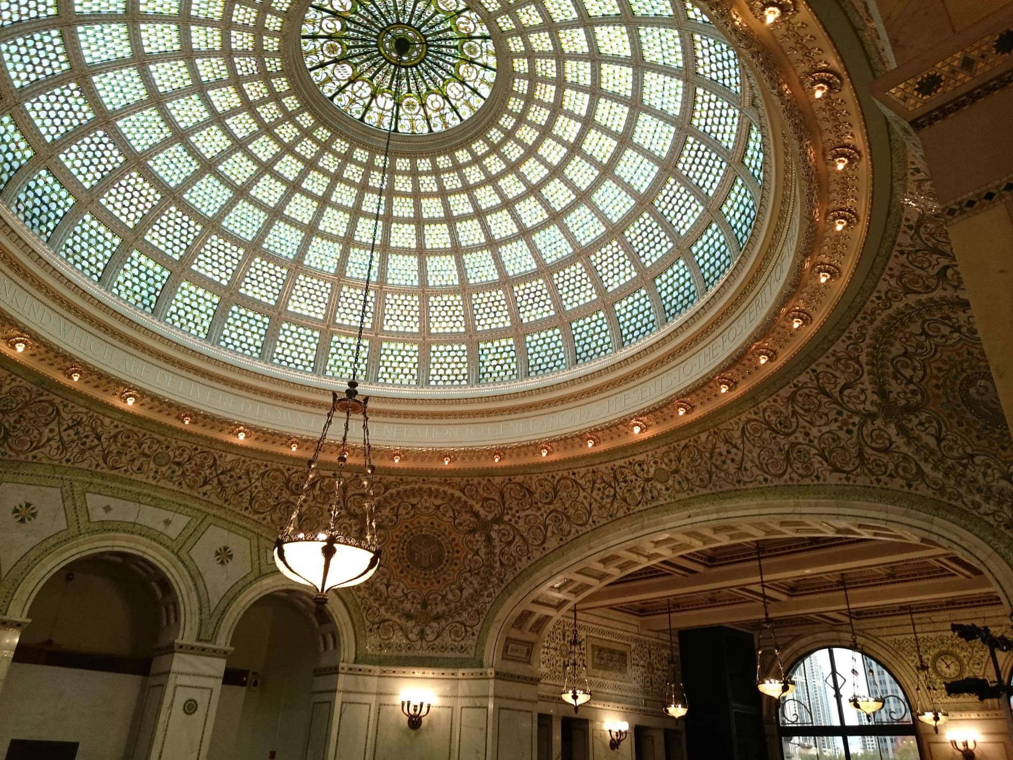 Glass dome of the Chicago Cultural Center. Photo by Sarah Oberklaid.