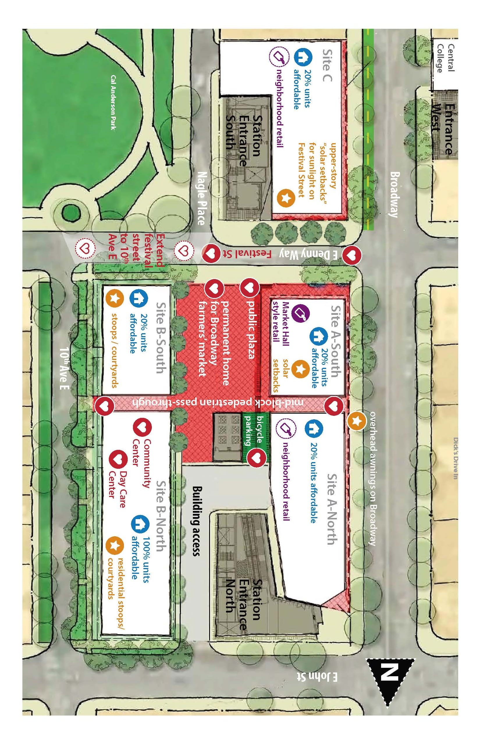 Layout and amenities of the primary development sites. (Capitol Hill Champion)