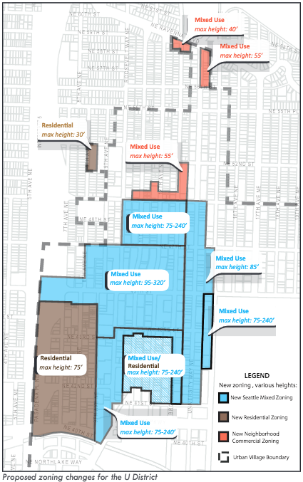 U District zoning will see some significant increases in capacity in the center while tapers off to the edges of the urban village.