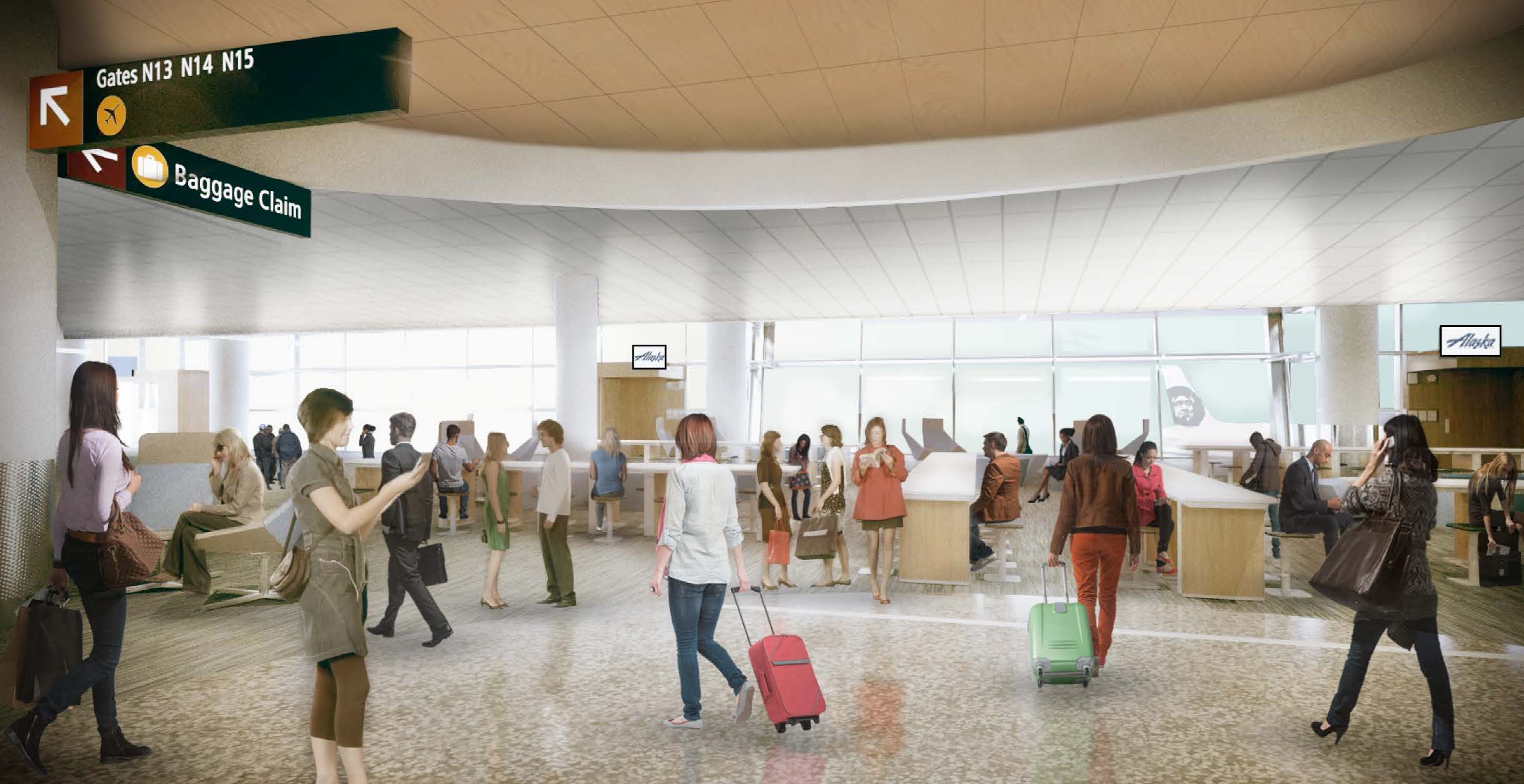 Modern holdroom at the North Satellite. (Port of Seattle)