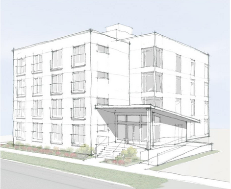 The four story building would contain 52 apartments. ( )