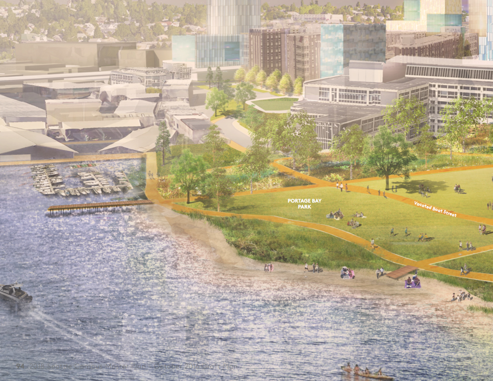 Western view of Portage Bay Park. (University of Washington)