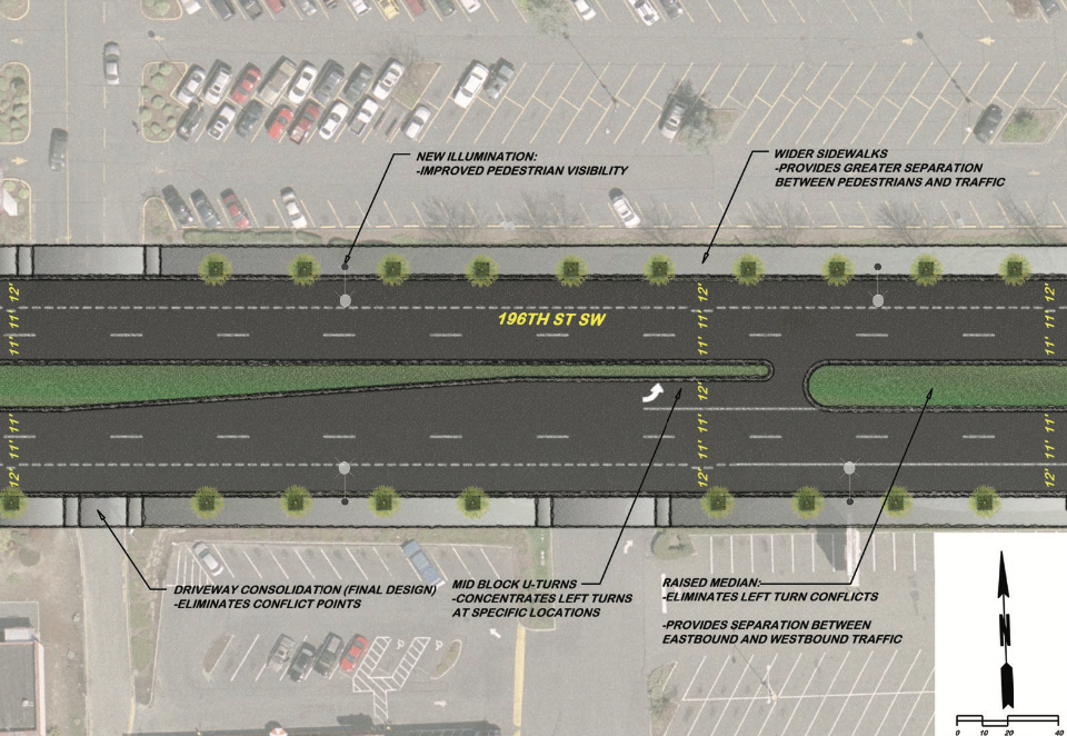 For what it’s worth, the street plan title calls these “safety improvements.” But safe for whom exactly? (City of Lynnwood)