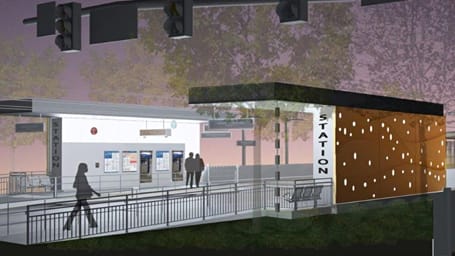 Rendering of the Bel-Red Station after dark. (Sound Transit)