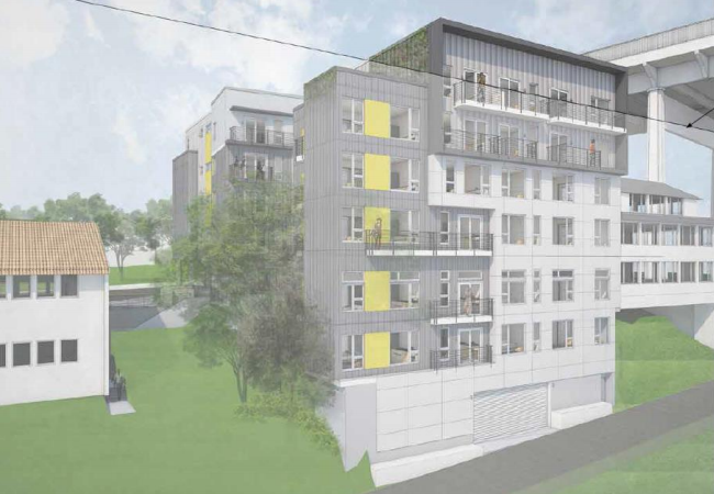 Rendering of the south elevation of the proposed structure. (City of Seattle/ b9 architects)