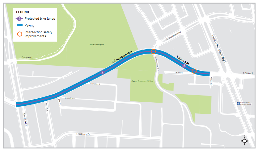 Proposed repaving area for S Columbian Way and S Alaska St. (City of Seattle)