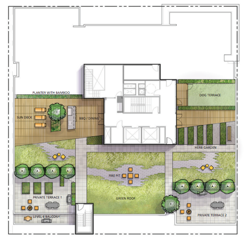 The rooftop terrace layout. (Encore Architects, PLLC / City Seattle)
