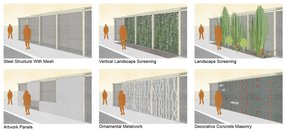 Possible screening treatments for the traction power substations. (Sound Transit)