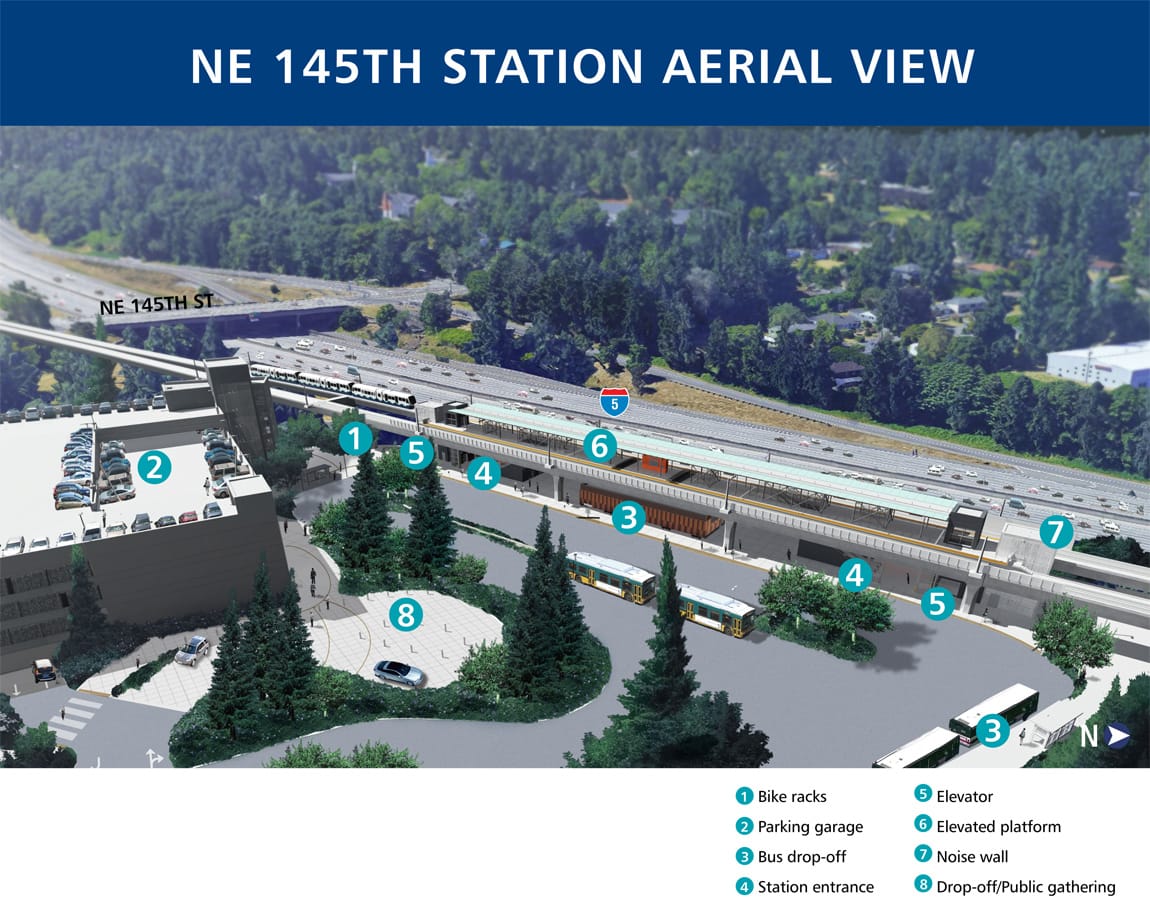 Aerial rendering of 145th Street Station. (Sound Transit)