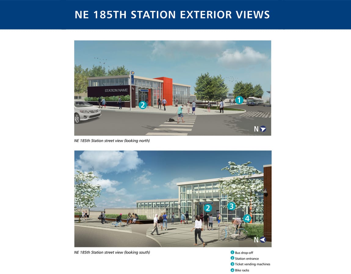 Rendering of the exterior of 185th Street Station. (Sound Transit)