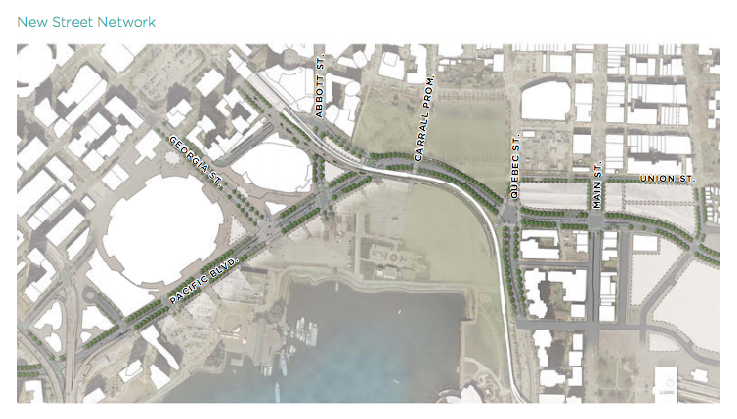 Conceptual street network in the viaducts removal area. (City of Vancouver)