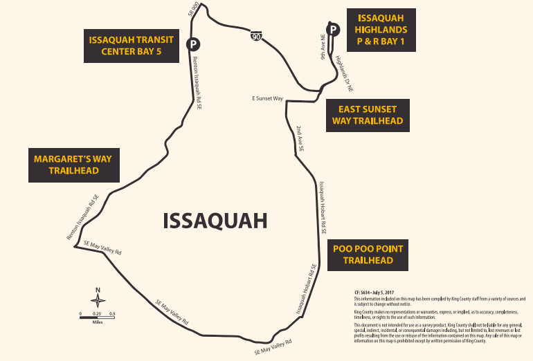The Trailhead Direct loop; buses operate counter-clockwise. (King County)