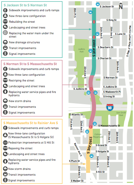 Diagram of planned improvements to 23rd Avenue in the second phase of the corridor project. (City of Seattle)