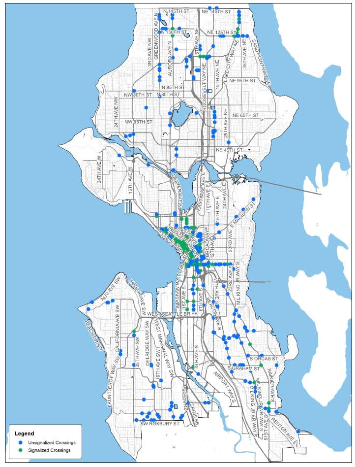 Five-year implementation of new and improved crossings. (City of Seattle)