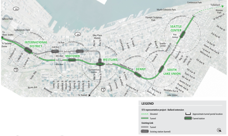 Map of the Week: West Seattle and Ballard Conceptual Alignments