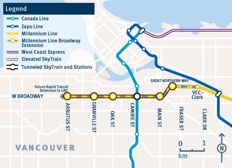 Planned Millennium Line extension. (TransLink)
