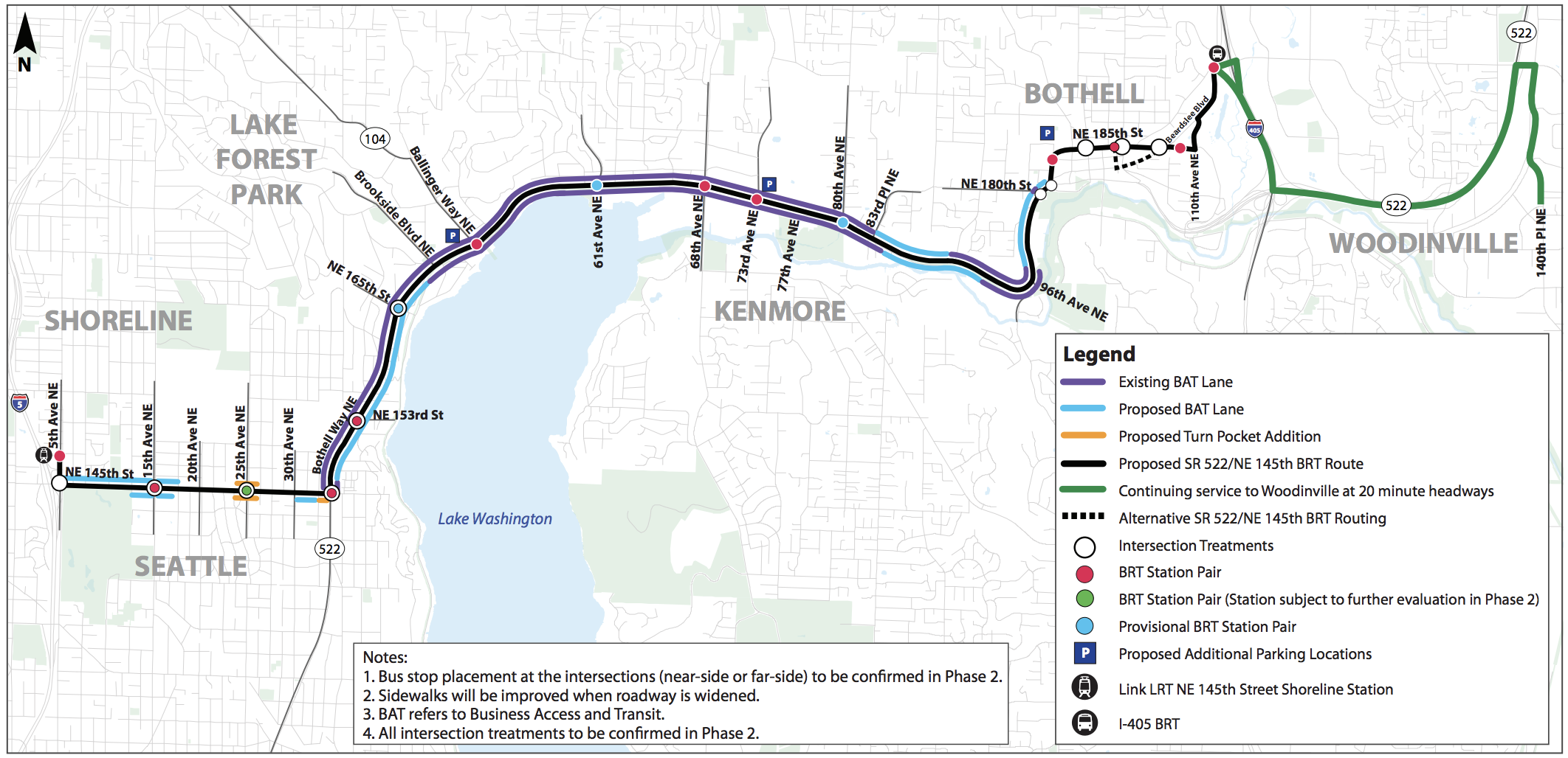 Preliminary improvements associated with the SR-522 BRT project. (Sound Transit)