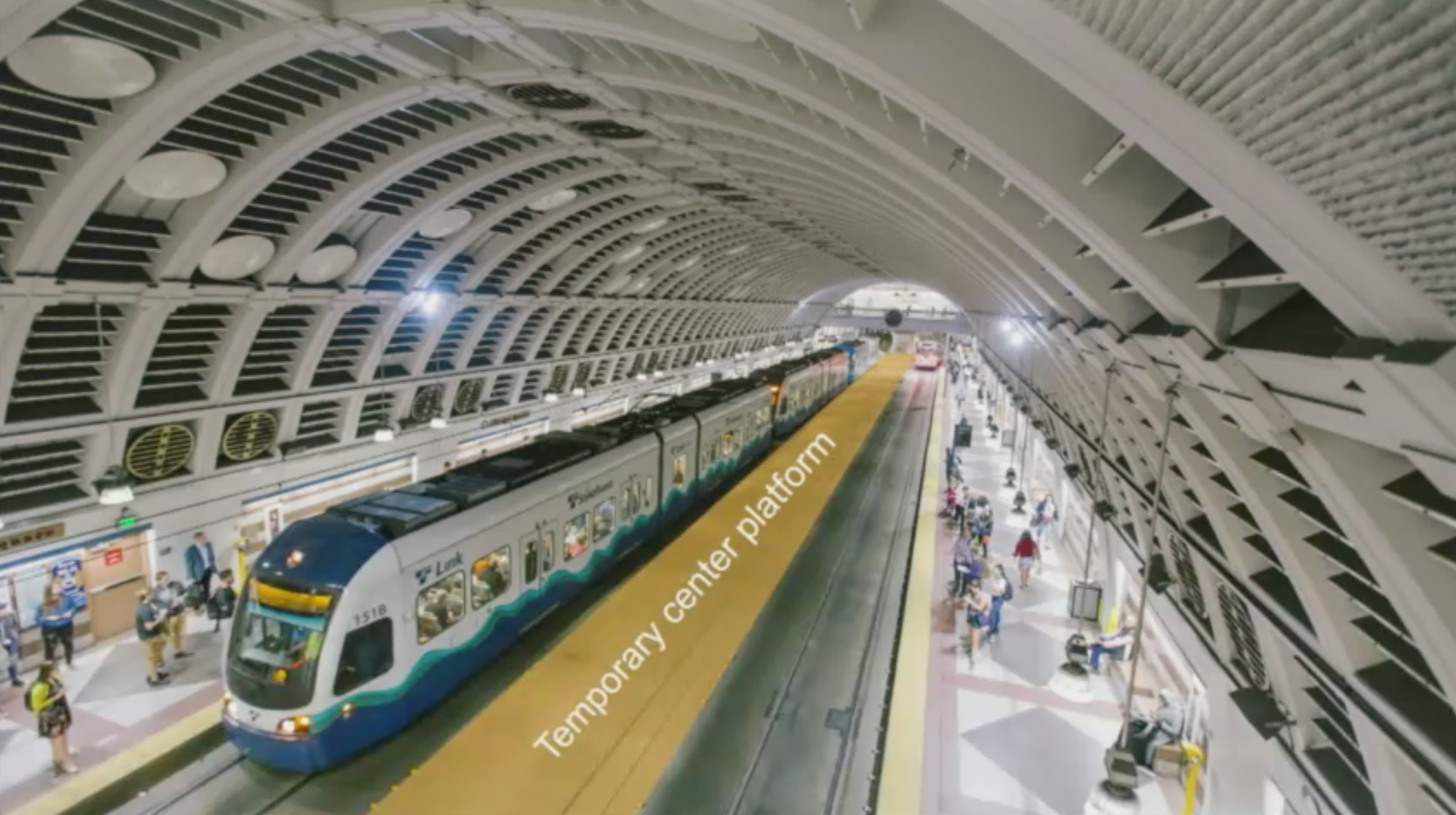 Where the temporary center exchange platform will go at Pioneer Square Station. (Sound Transit)