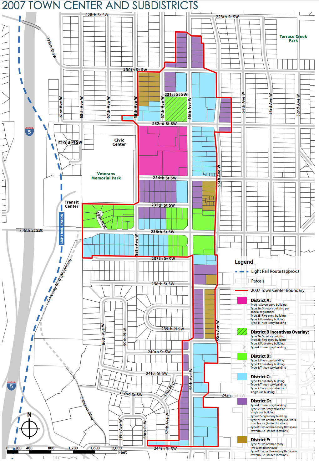 Existing zoning regime in the town center. (City of Mountlake Terrace)