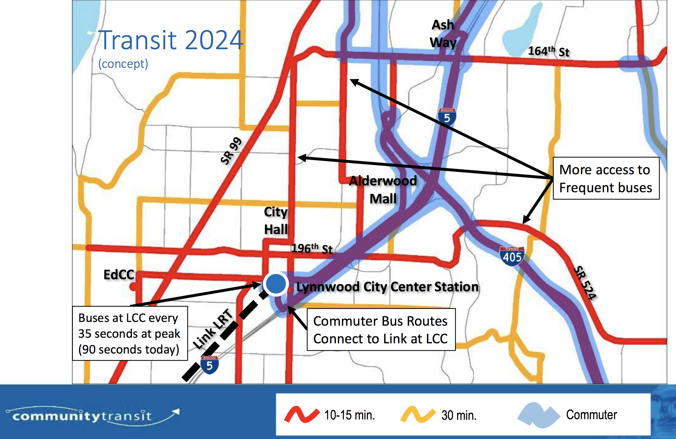 What the existing bus network near Lynnwood could look like in terms of frequency. (Community Transit)