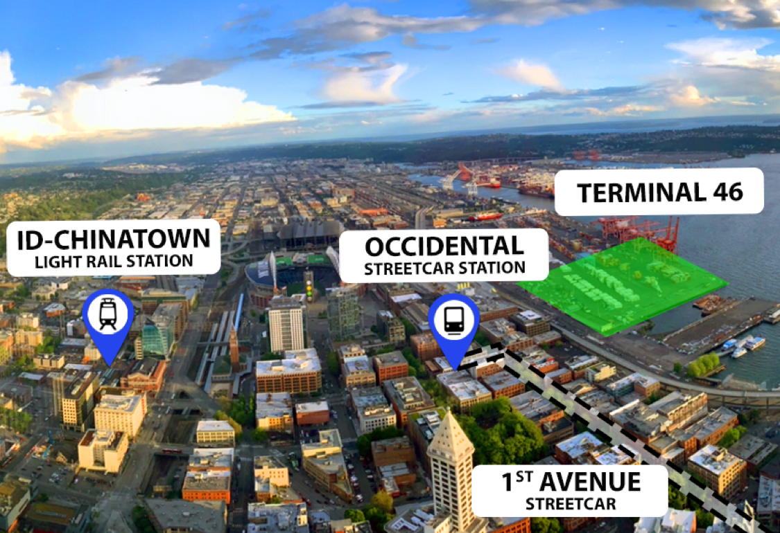The First Avenue streetcar line would be located two blocks (0.2 miles) from the new cruise terminal; the closest light rail station is six blocks (0.6 miles) away. (Paige Malott)