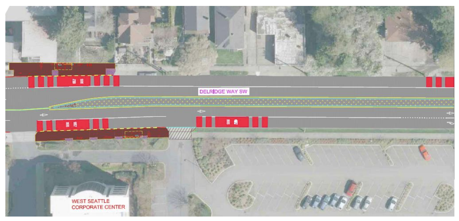 Median with plantings south of SW Andover St. (City of Seattle)