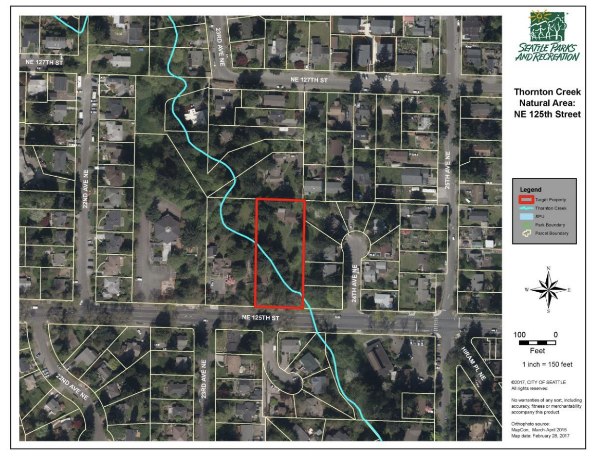 The Lake City property to be acquired for Thornton Creek restoration and enhancement. (City of Seattle)