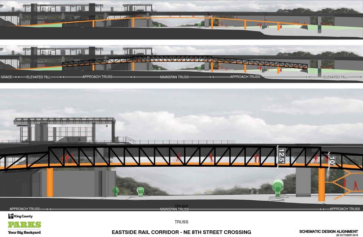 Planned Eastrail crossing of NE 8th St in Bellevue. (King County)