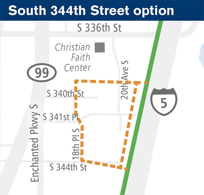 General map of the potential site at S 344th St. (Sound Transit)