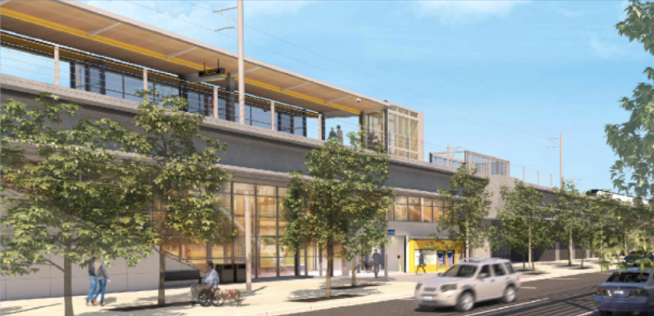 Rendering of the elevated station for Kent/Des Moines. (Sound Transit)
