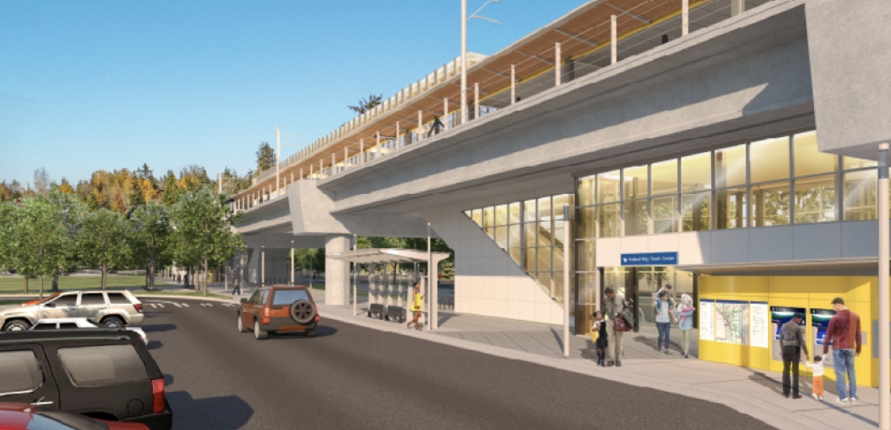 Rendering of the elevated station in Federal Way. (Sound Transit)