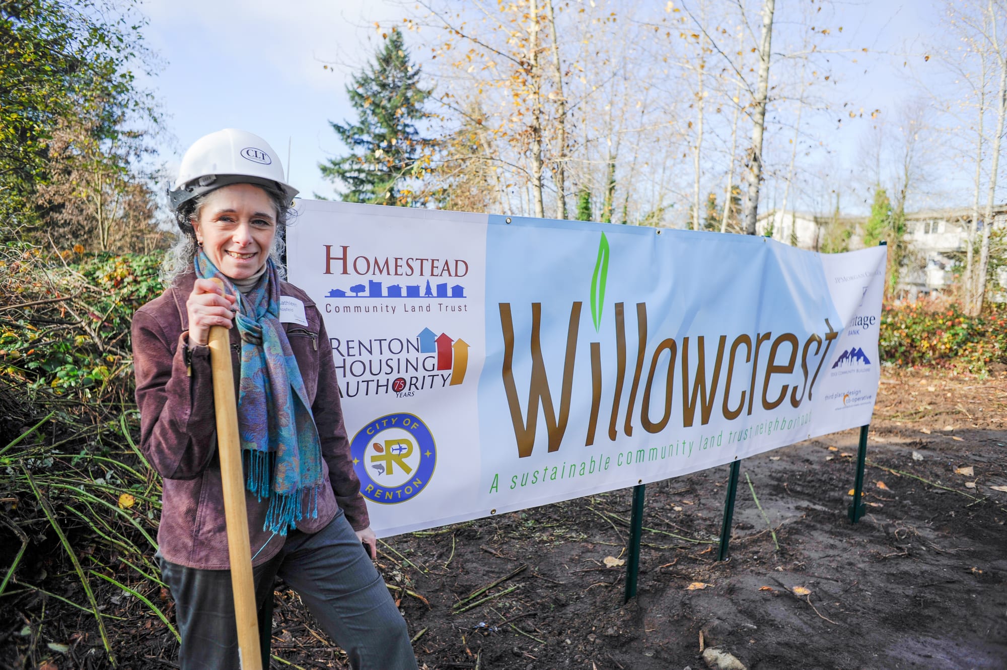 Kathleen Hosfeld at the groundbreaking ceremony for Willowcrest Townhomes in Renton, WA. (Credit: Homestead CLT)