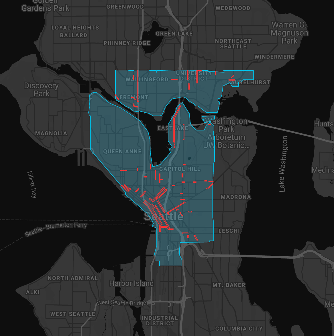 The initial Seattle homearea for GIG. (GIG Car Share)