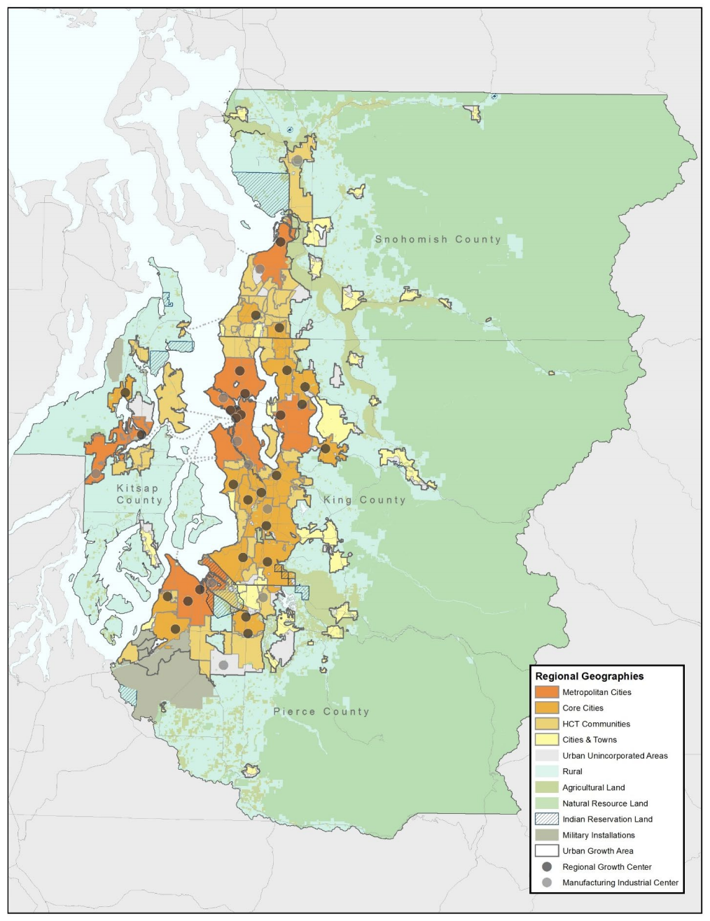 The map legend also notes "High Capacity Transit" or HCT Communities, Core Cities, Cities & Towns, Rural, Agricultural Land, and Natural Resource Land.