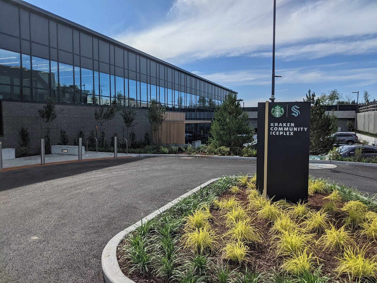 A photo of the Kraken Community Iceplex's north-facing side