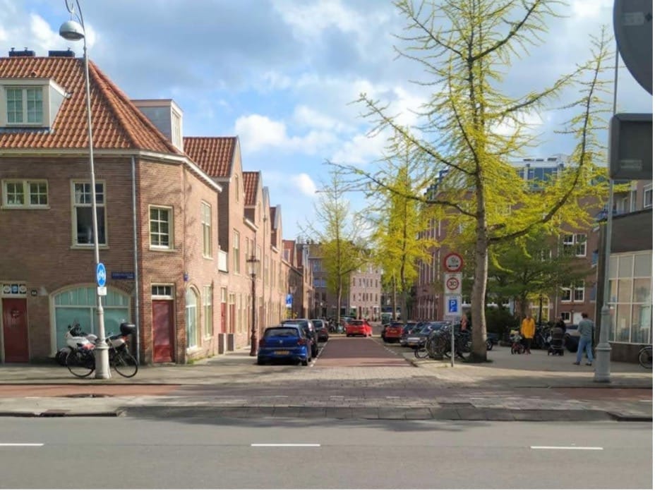 A photo a raise entrance for an intersection. 