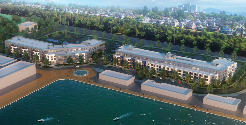 A rendering of the Waterfront Place Apartment development in Everett