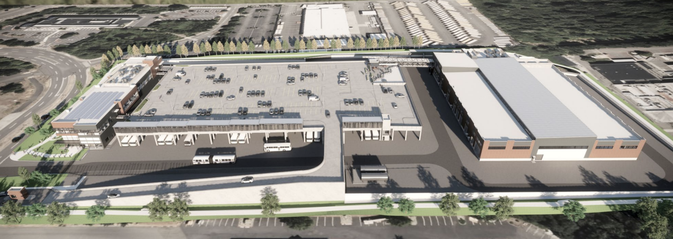 Architectural rendering of the Bus Base North at Canyon Park.