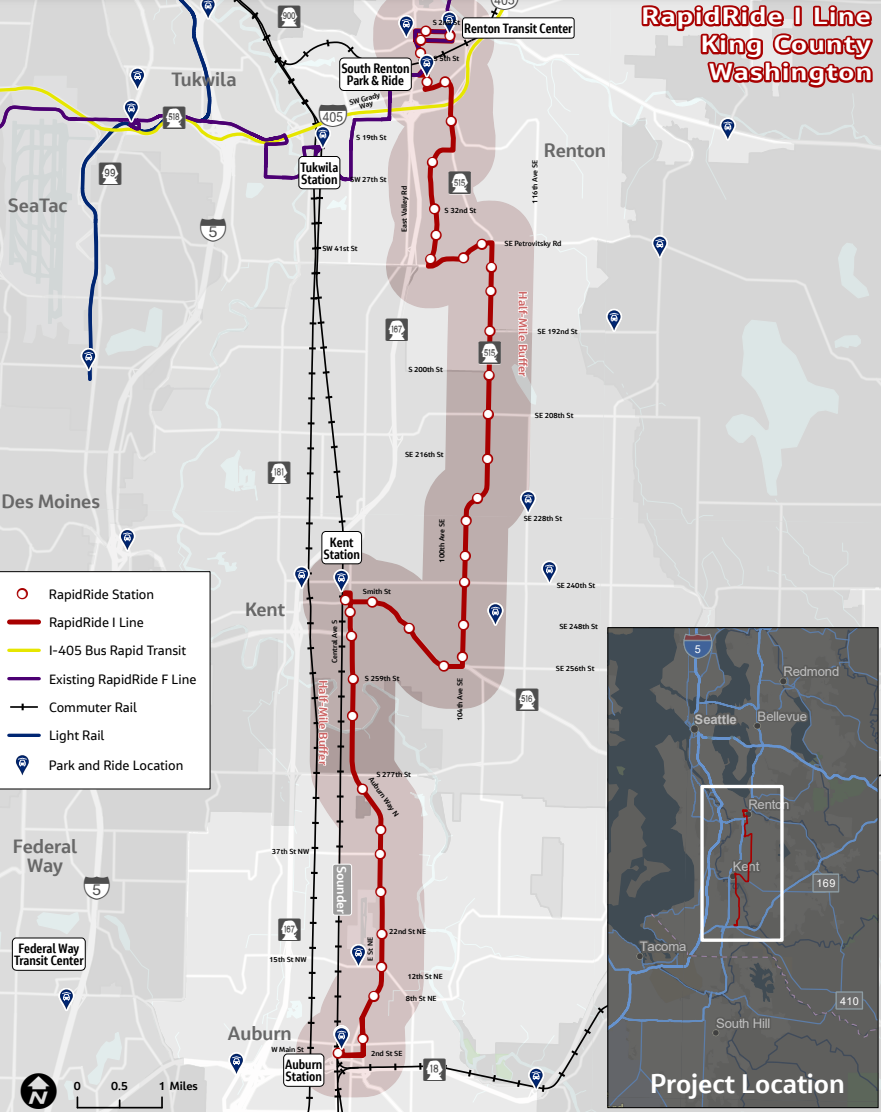 The route from Renton to Auburn uses State Route 515 and Auburn Way N.
