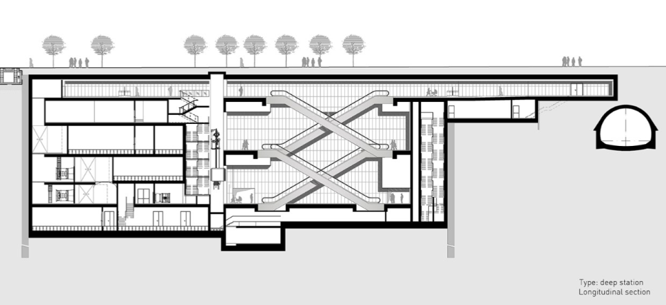 Milan Line 4 Station Cross Section
