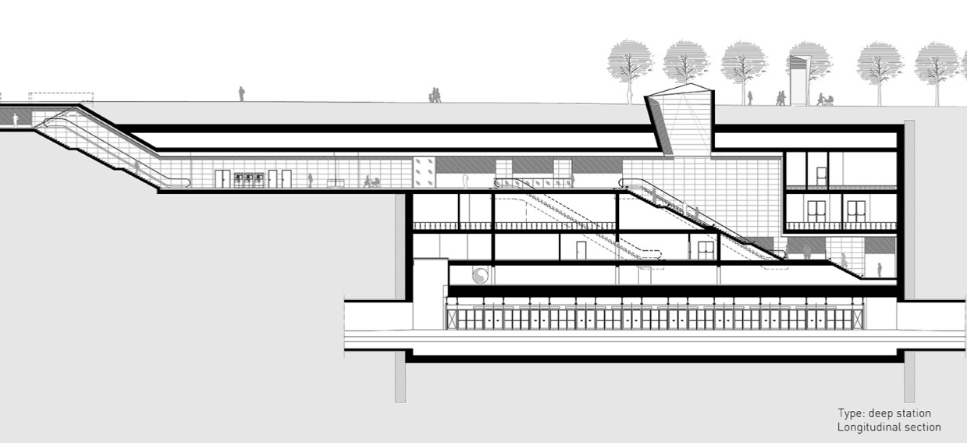 Milan Line 4 Station Cross Section